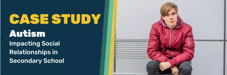 Teen Boy sat on bench alone. Test: Case study autism impacting social relationships in secondary school